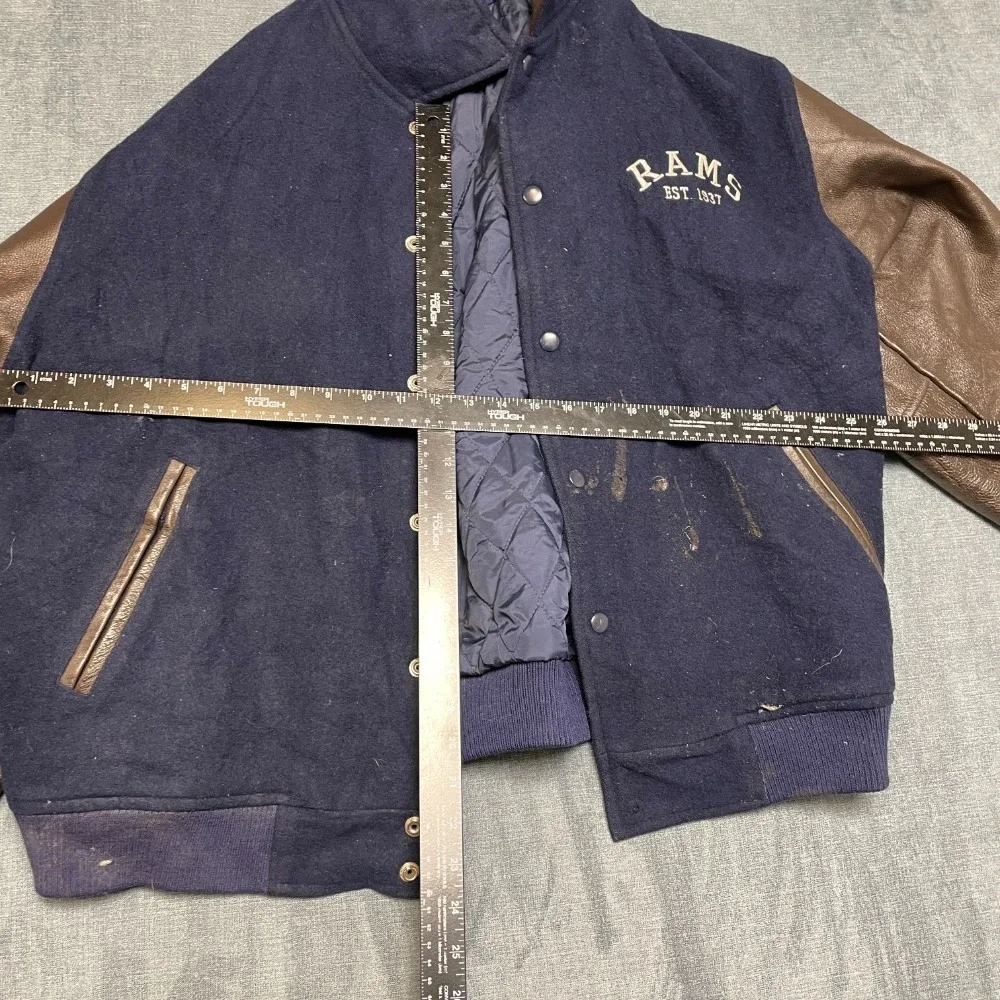 VTG Los Angeles Rams Letterman Jacket Men L Navy Blue Reebok Football NFL